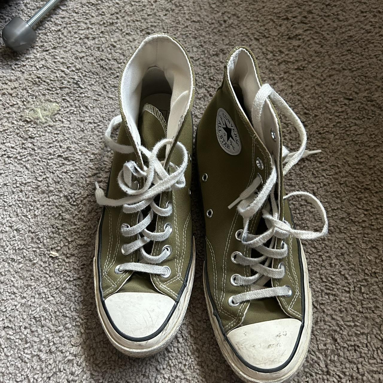 Converse olive green Used Size 8 - Depop