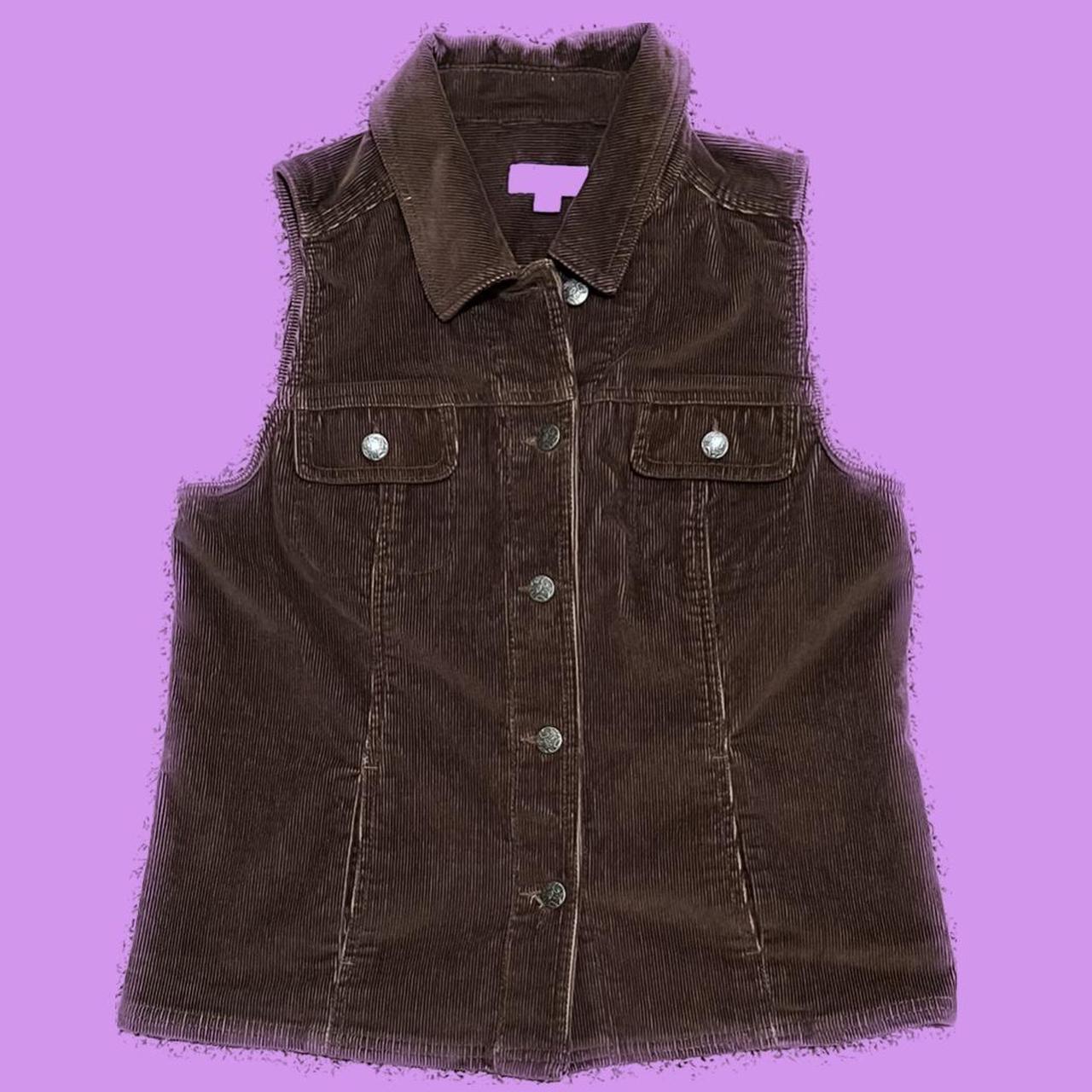 Denim & Company Thick Brown Corduroy Button Up Vest... Depop