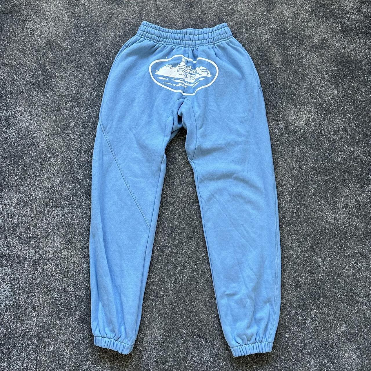 Corteiz Alcatraz Sweatpants/Joggers - Blue 9/10... - Depop