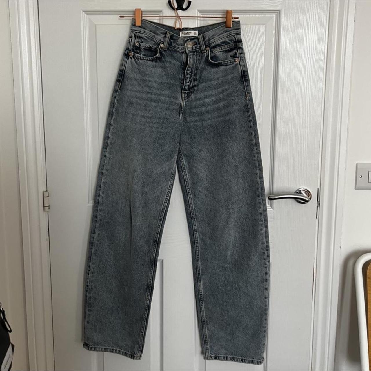 Pull&bear - washed blue wide leg jeans Waist:... - Depop