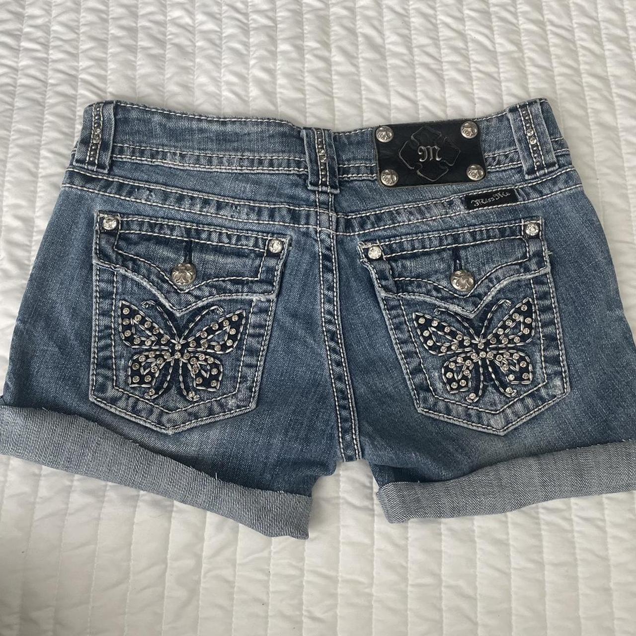 miss me low rise jean shorts with butterfly... - Depop