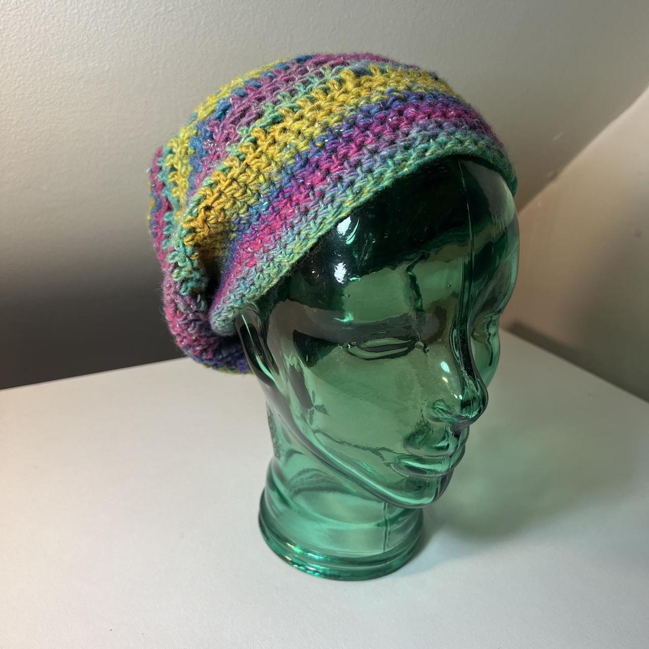 Hand Knitted Rainbow Saggy Beanie - Medium/Large -... - Depop