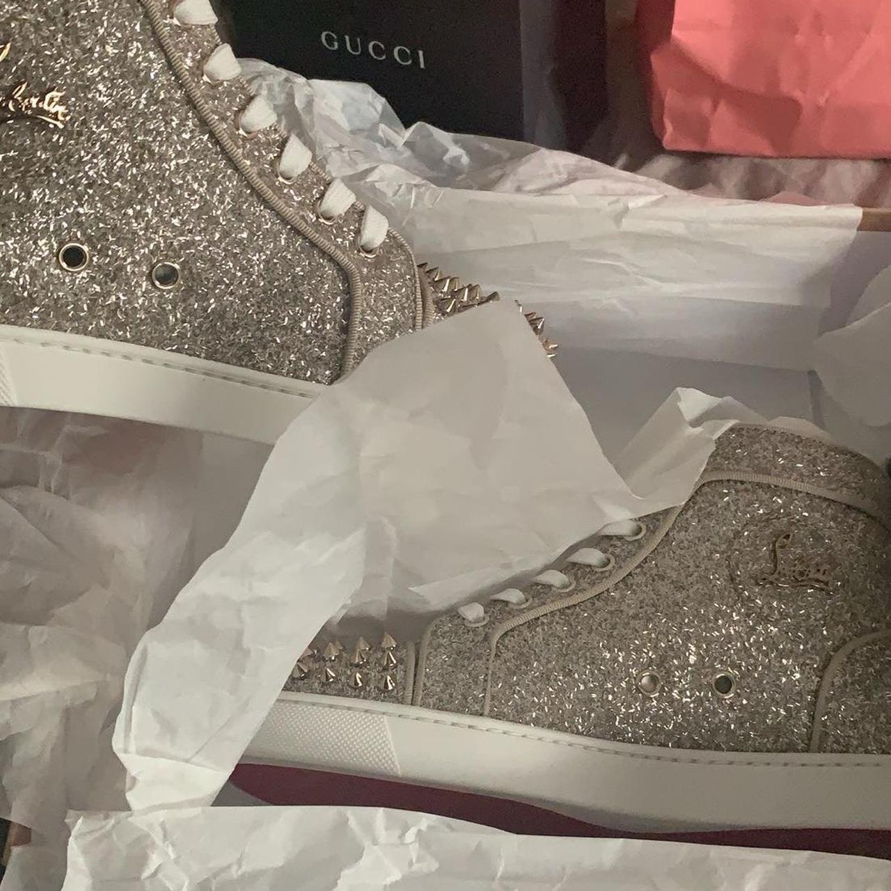 Authentic Gold High Top Glitter Louboutin Sneakers. Depop