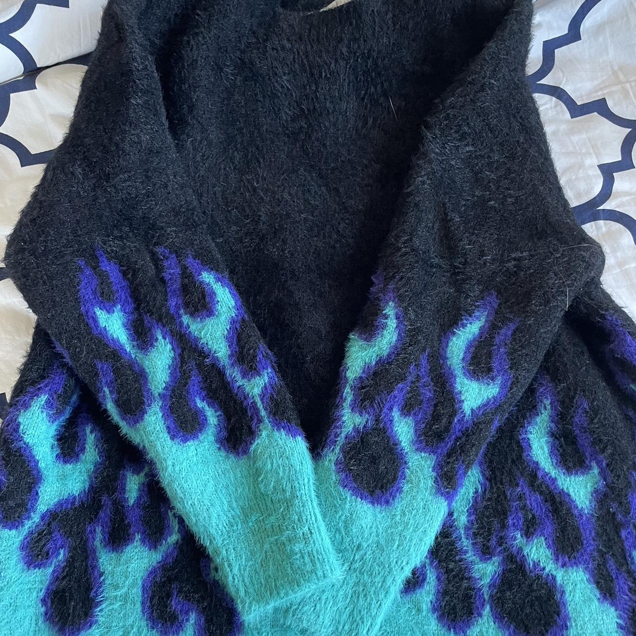 Blue and discount black flame sweater