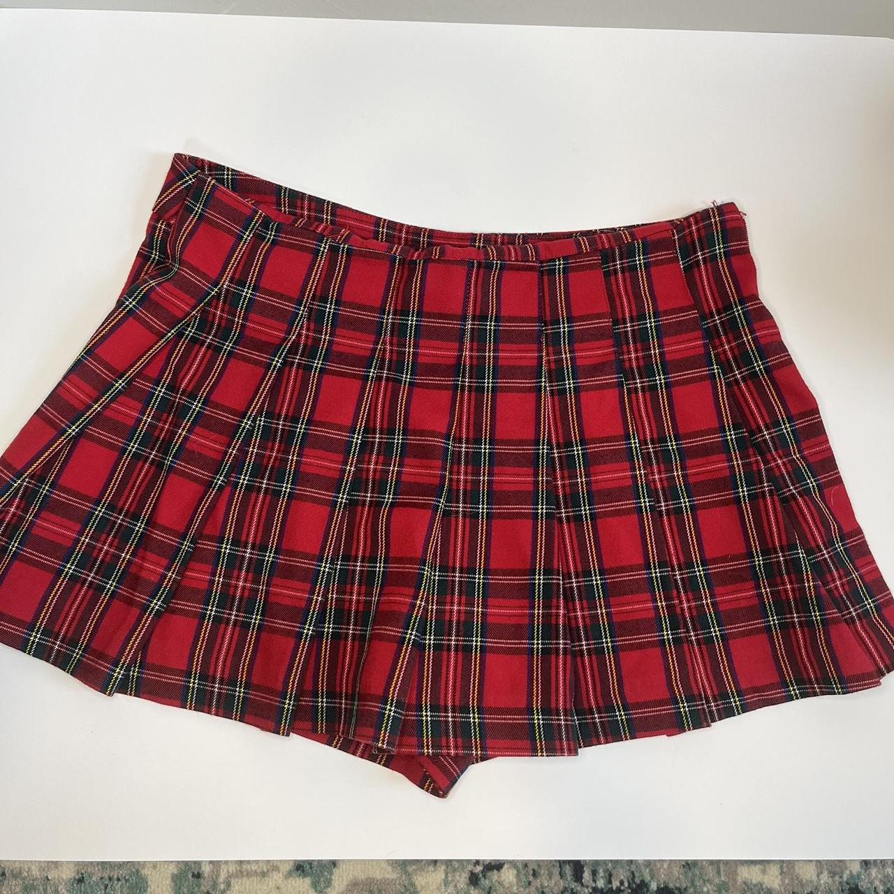 forever21 plaid tartan pleated mini short skort - Depop