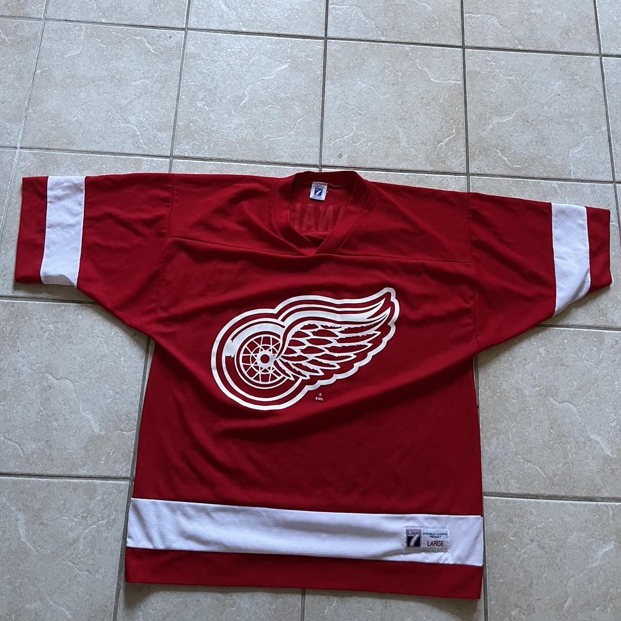 Detroit Red Wings Vintage 90s Starter Hockey Jersey White and Red Unif
