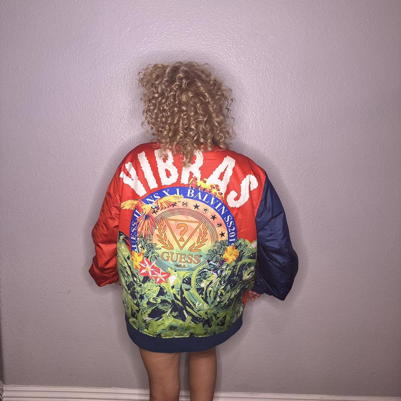 J Balvin X Guess Vibras bomber jacket in red and. Depop