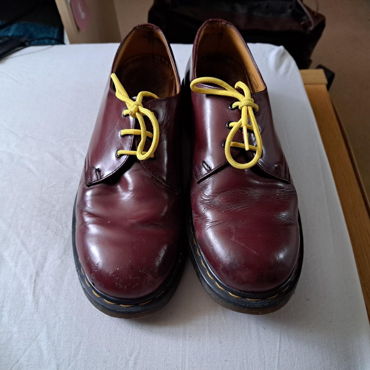 Cherry red leather doc martens 1461 oxford shoes... - Depop