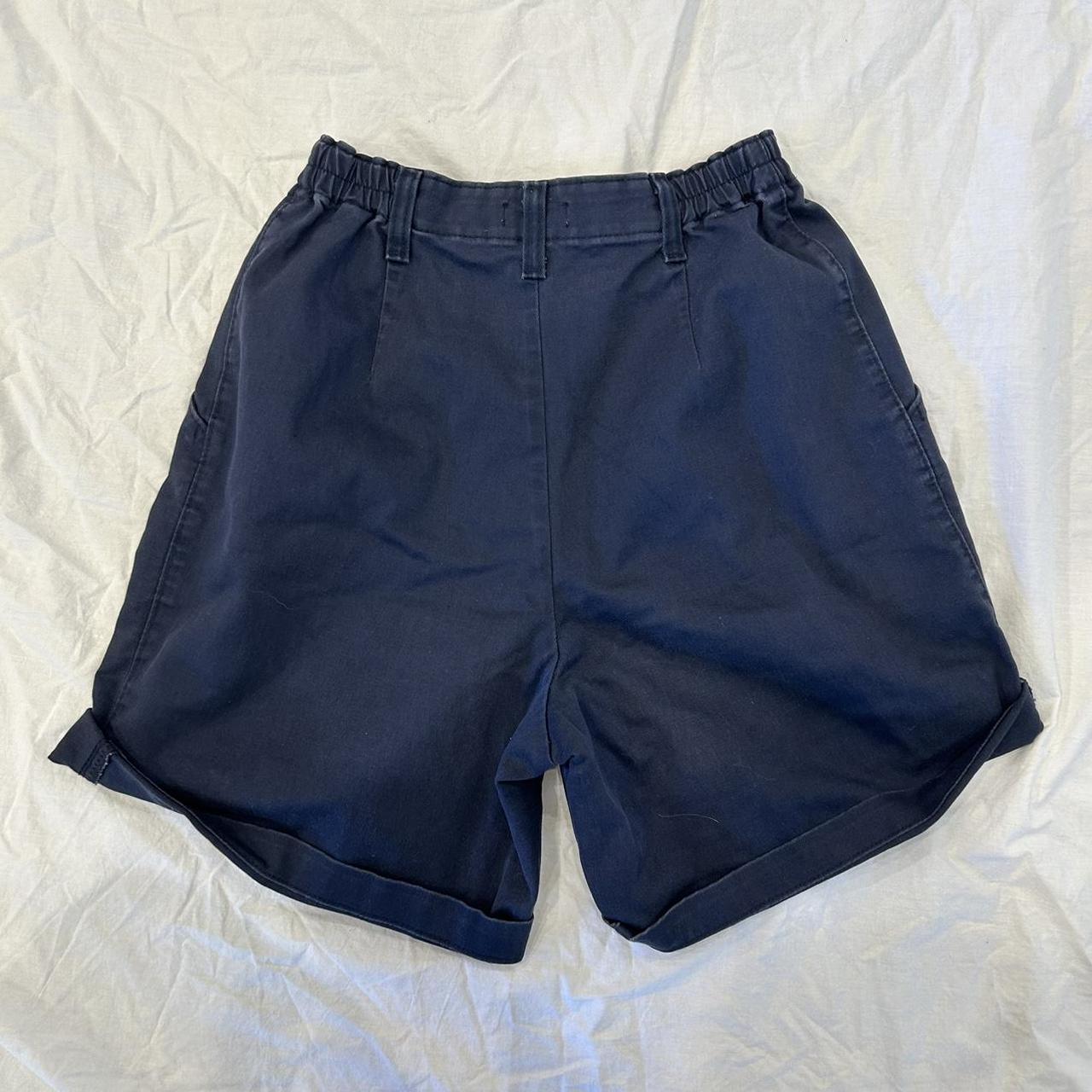 Vintage Lee Navy blue high waisted shorts Size... - Depop