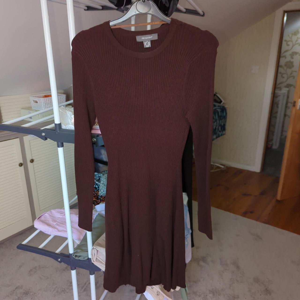 Chocolate brown knit dress alone, Primark size