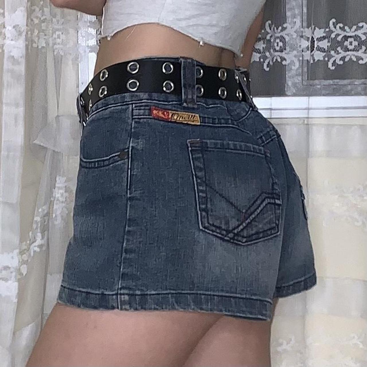 vintage y2k oneil denim mini shorts low rise dark... - Depop