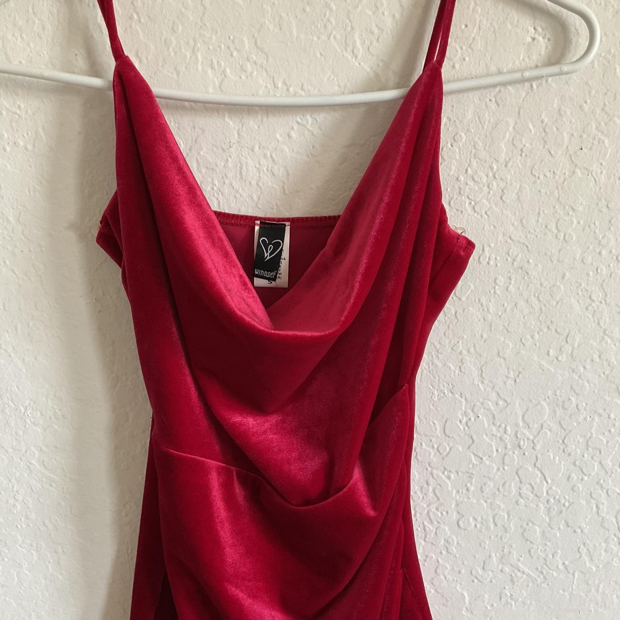 windsor red velvet dress. size: small - Depop