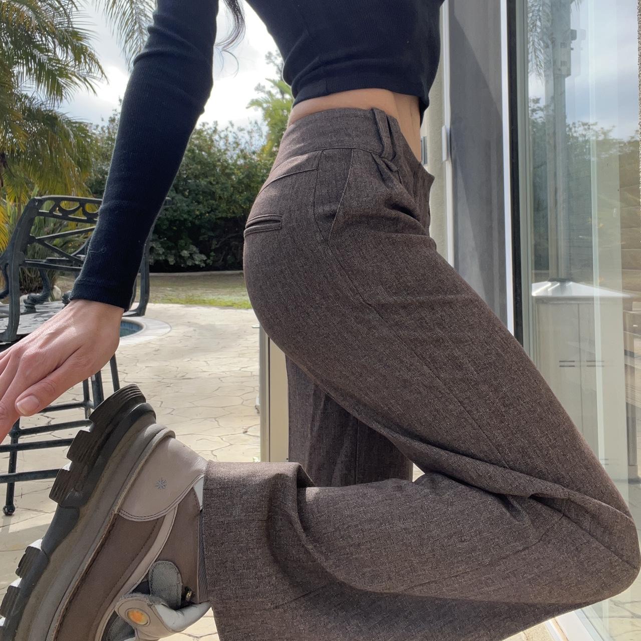 Women's Brown and Grey Trousers | Depop