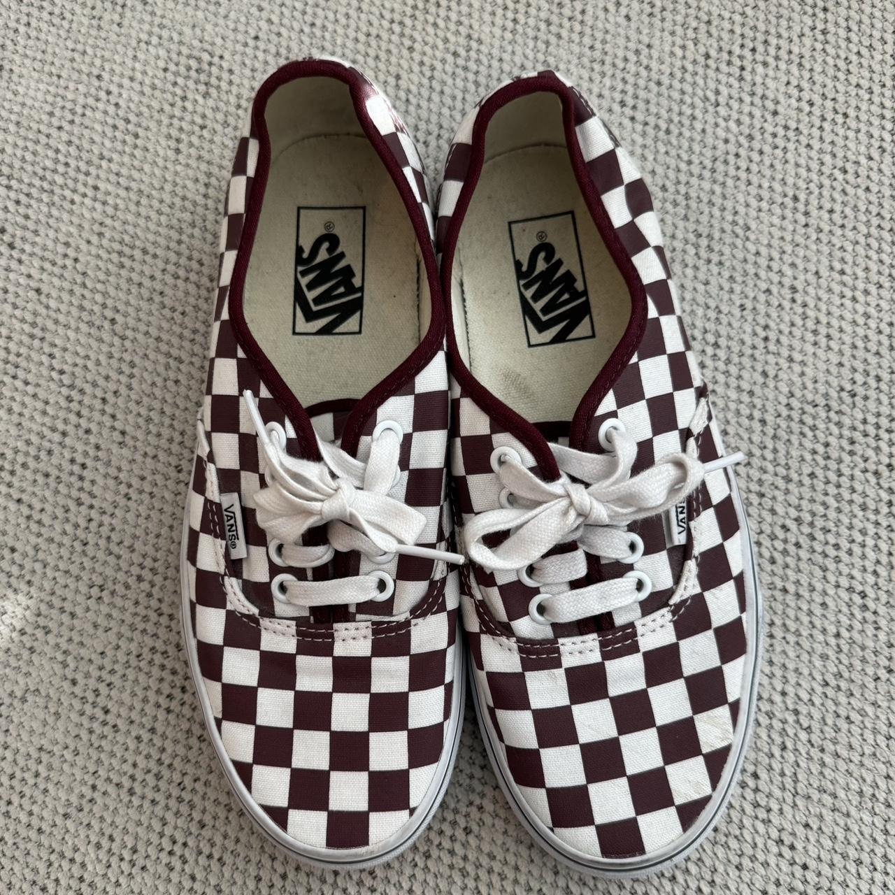 Burgundy and white checkered vans online