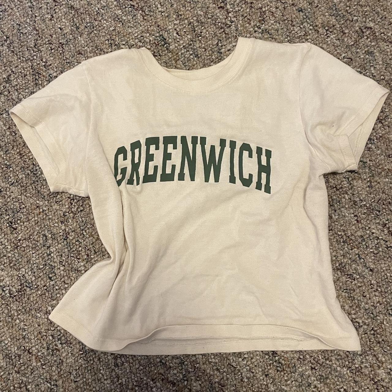 brandy Melville John galt cream Greenwich green text... Depop