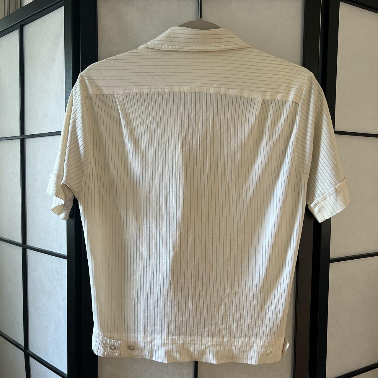 Amazing Vintage Don Loper cream ribbed short sleeve... - Depop