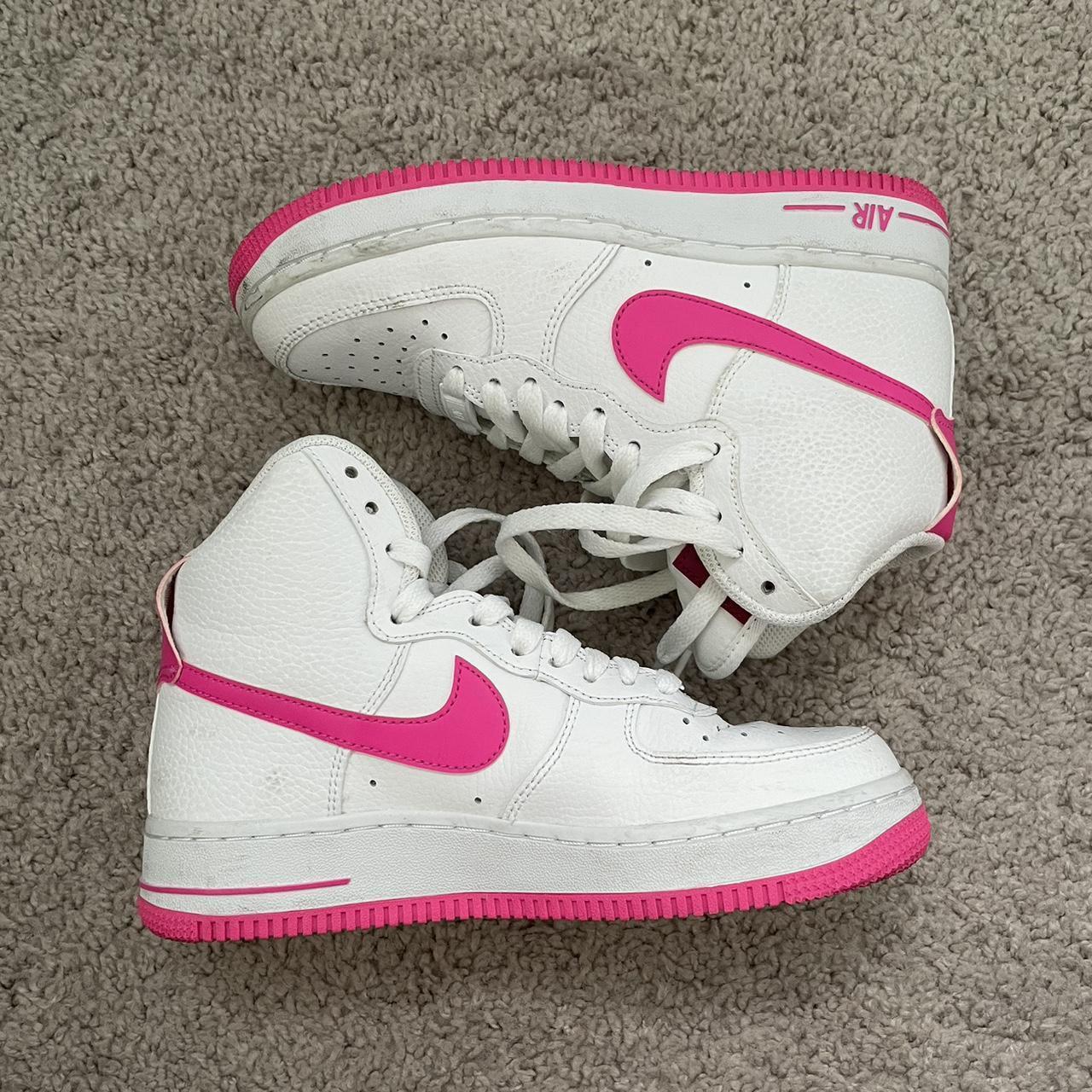 hot pink and white high top air force 1s. Depop