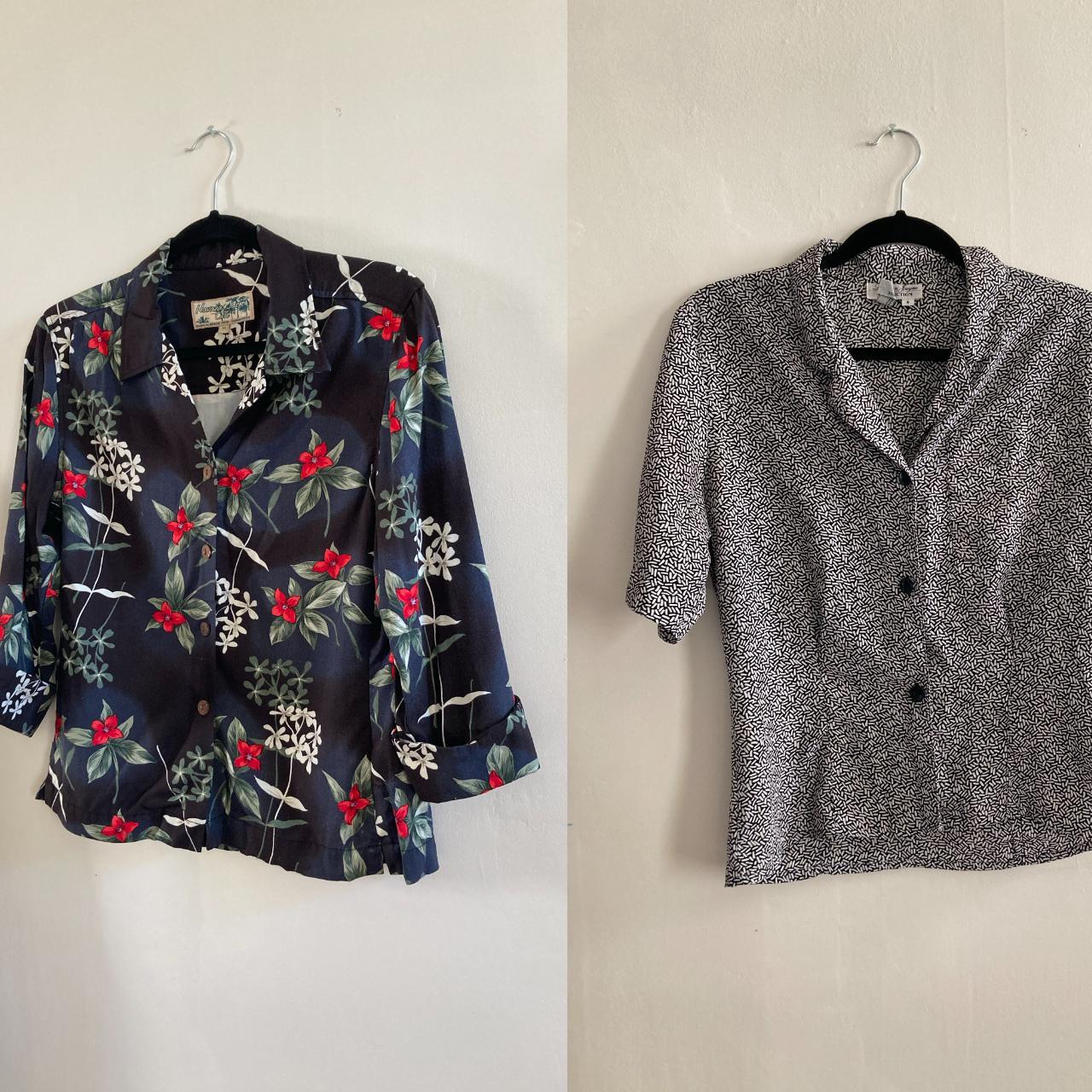 American Vintage Women's Grey and Navy Blouse (2)