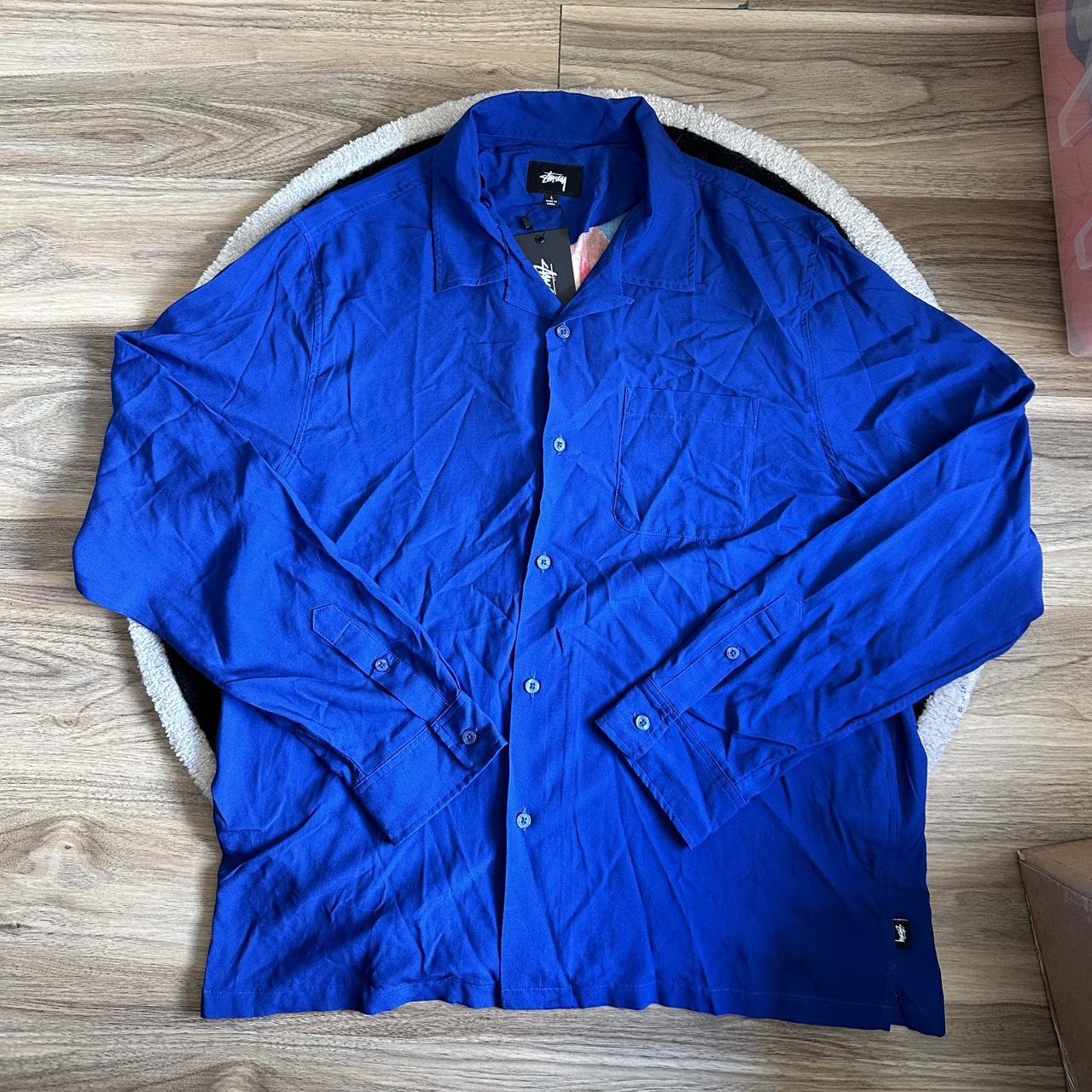 Stussy Big Poppy LS Shirt, Size: Large, Color: Blue