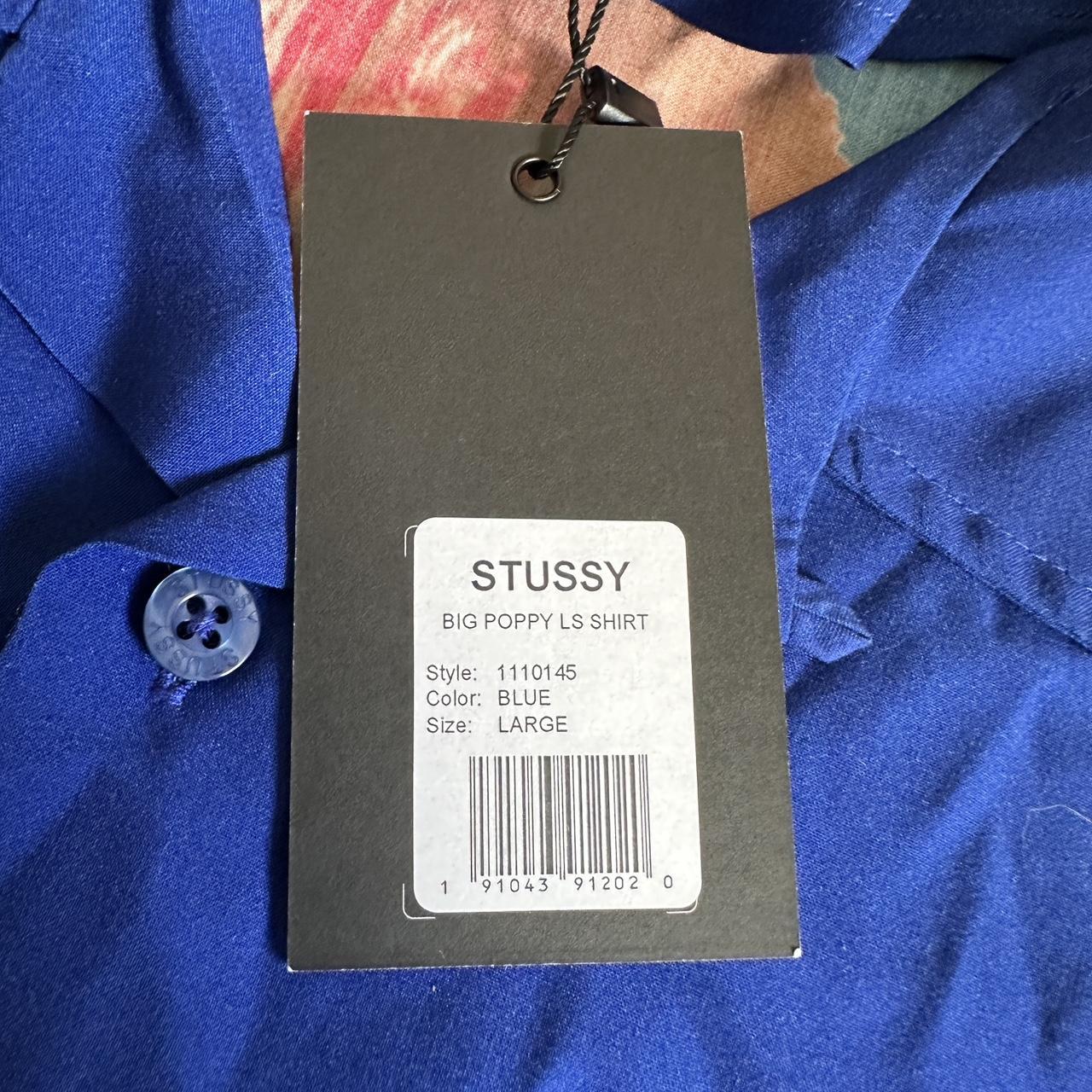 Stussy Big Poppy LS Shirt, Size: Large, Color: Blue