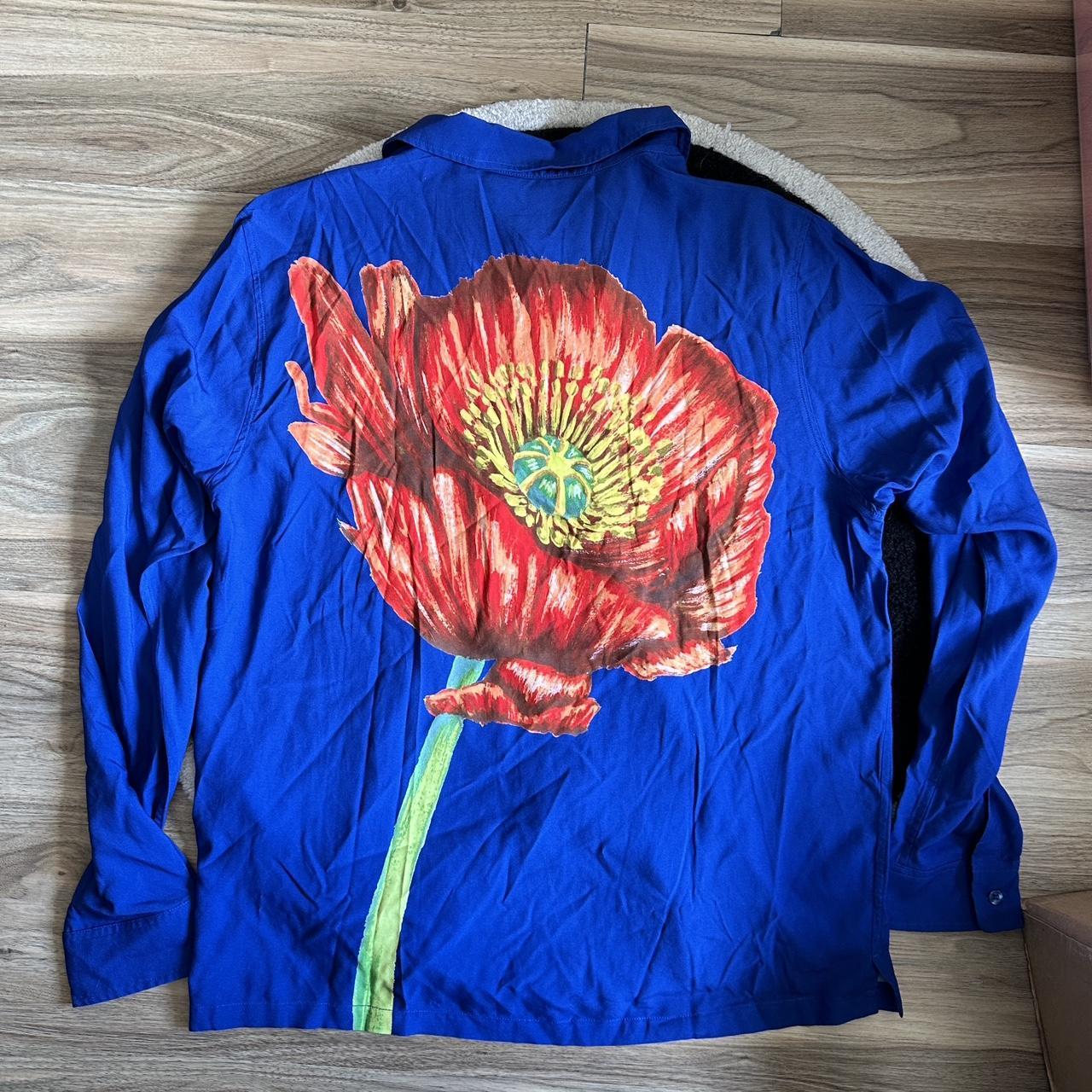 Stussy Big Poppy LS Shirt Size: Large Color: Blue Depop