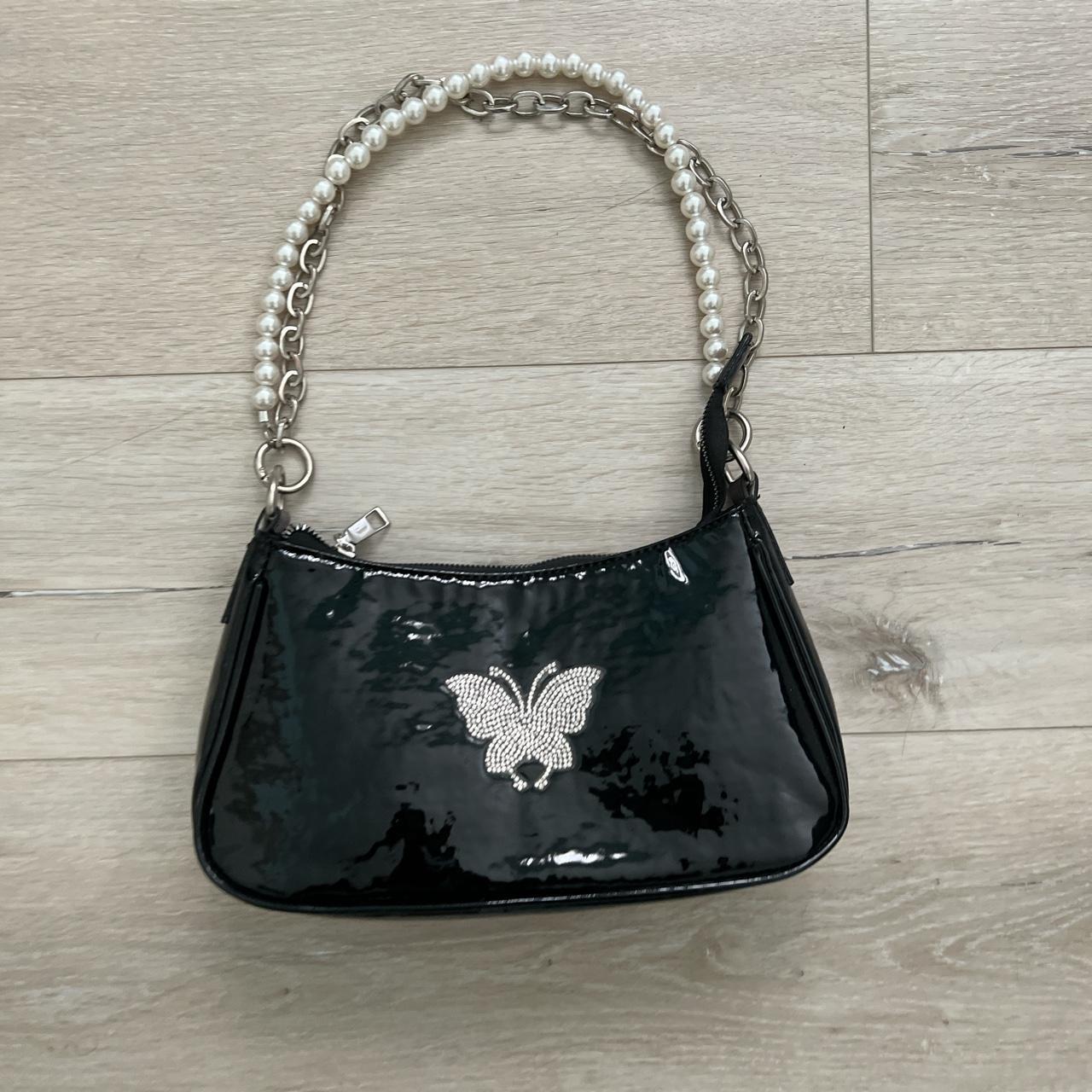 Y2K Rhinestone Butterfly Bag - Standard / Beige