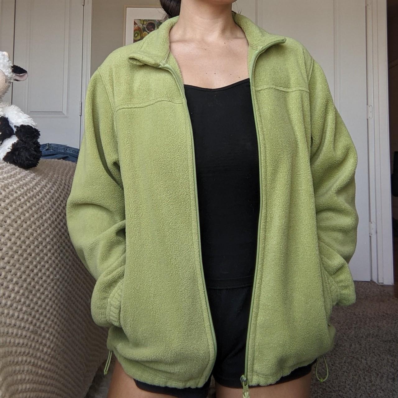 LIME GREEN FUZZY JACKET FEATURES Adjustable