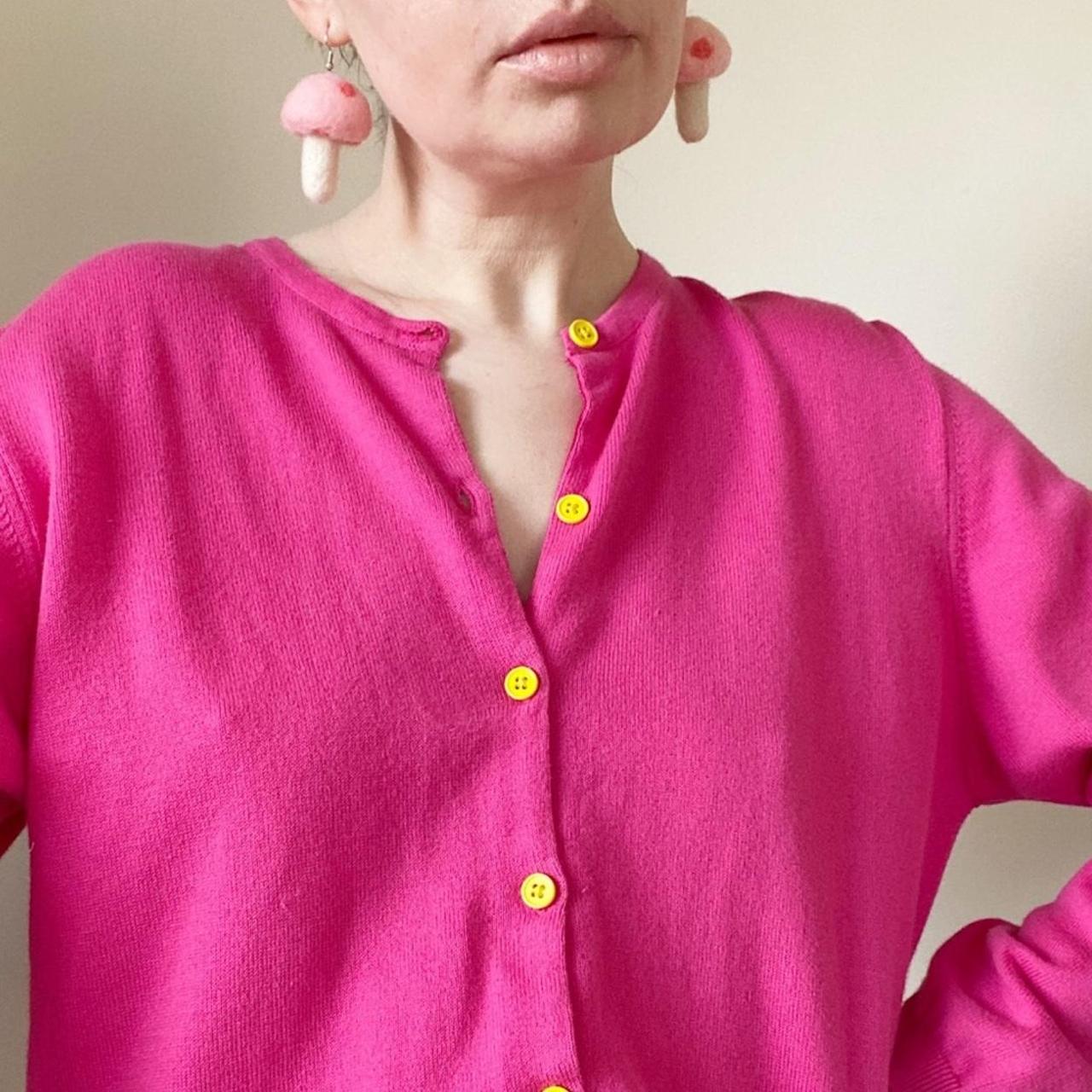 Women's Pink and Yellow Cardigan Depop