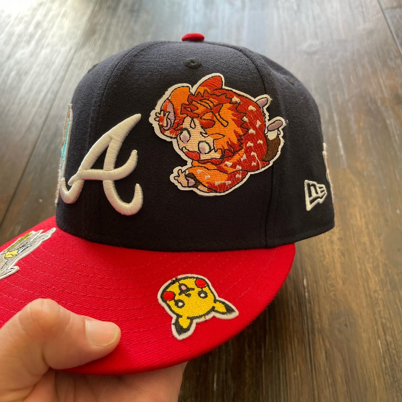 Atlanta Braves Fitted Hat Size 7 1/4 Two Tone Brown - Depop