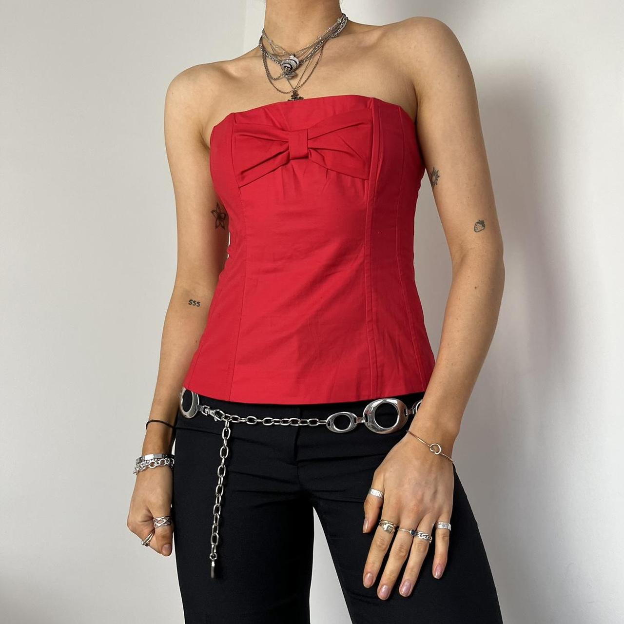 Hook and Eye Corset Top Red