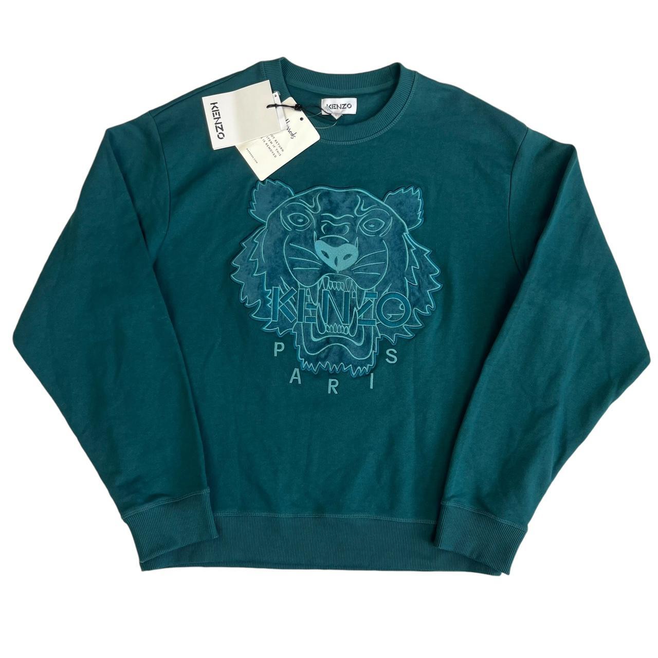 Brand New Kenzo Velvet Embroidered Tiger Jumper Blue. Depop