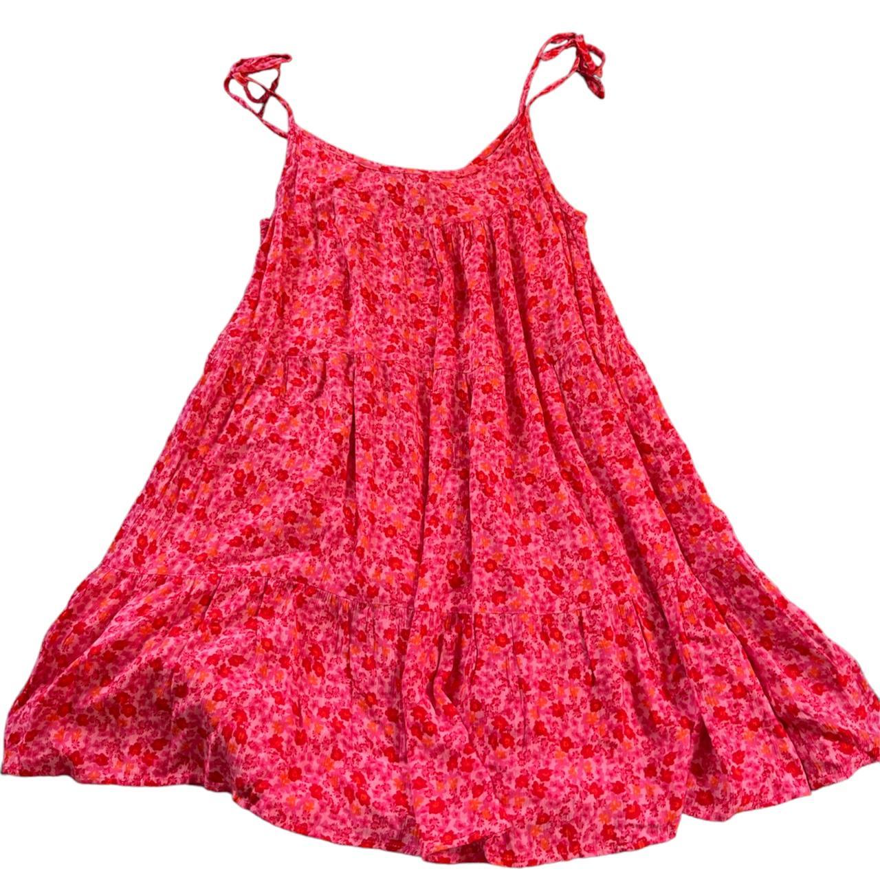 wild fable pink and orange floral summer dress size... - Depop