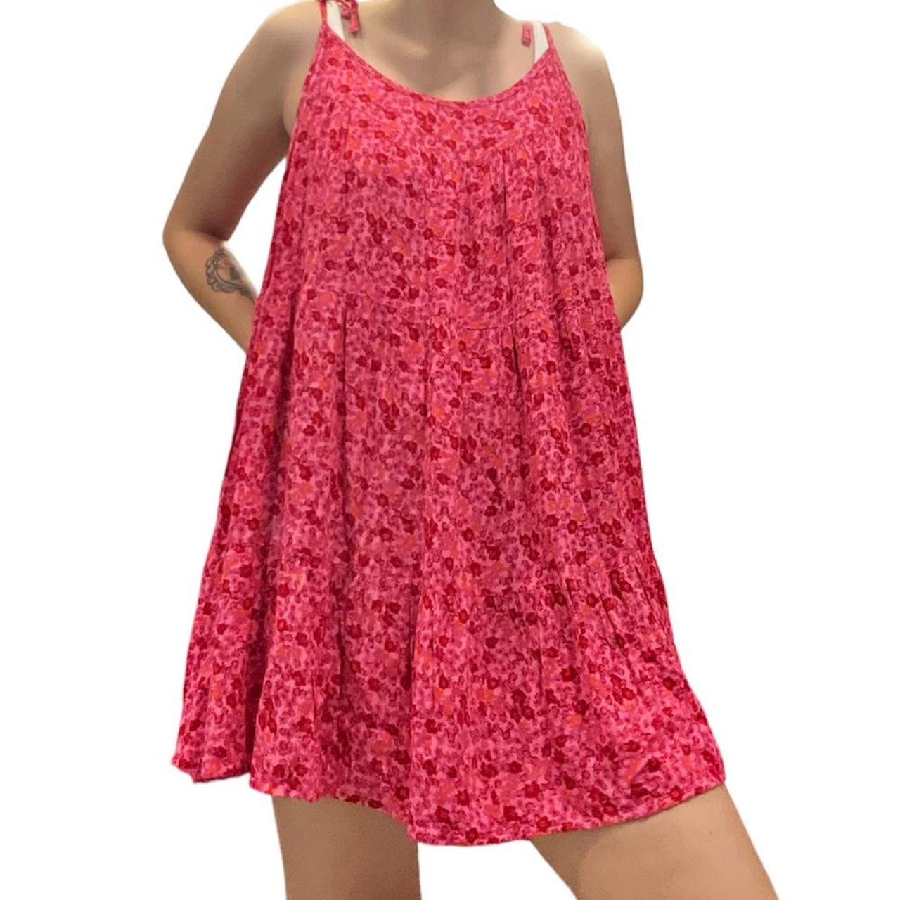 wild fable pink and orange floral summer dress size... - Depop