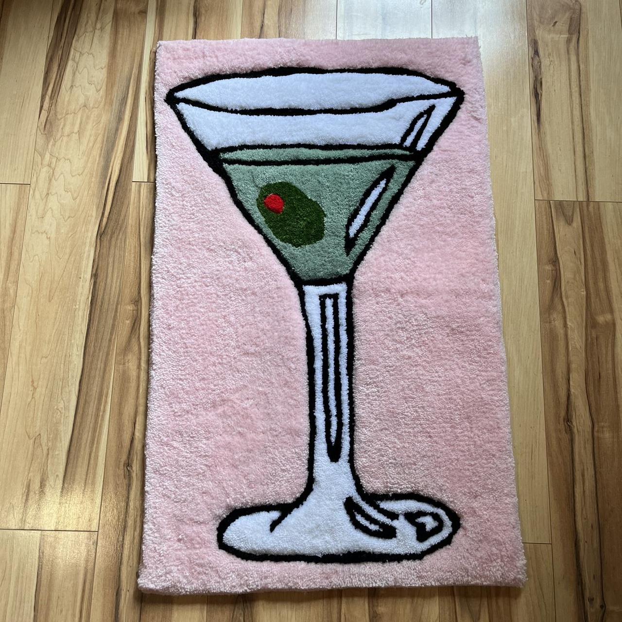 Pink martini glass rug Handmade tuft rug, perfect... | Depop