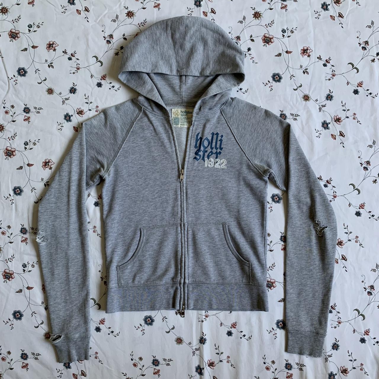 Grey Hollister Sport Jacket Hoodie zip up Depop