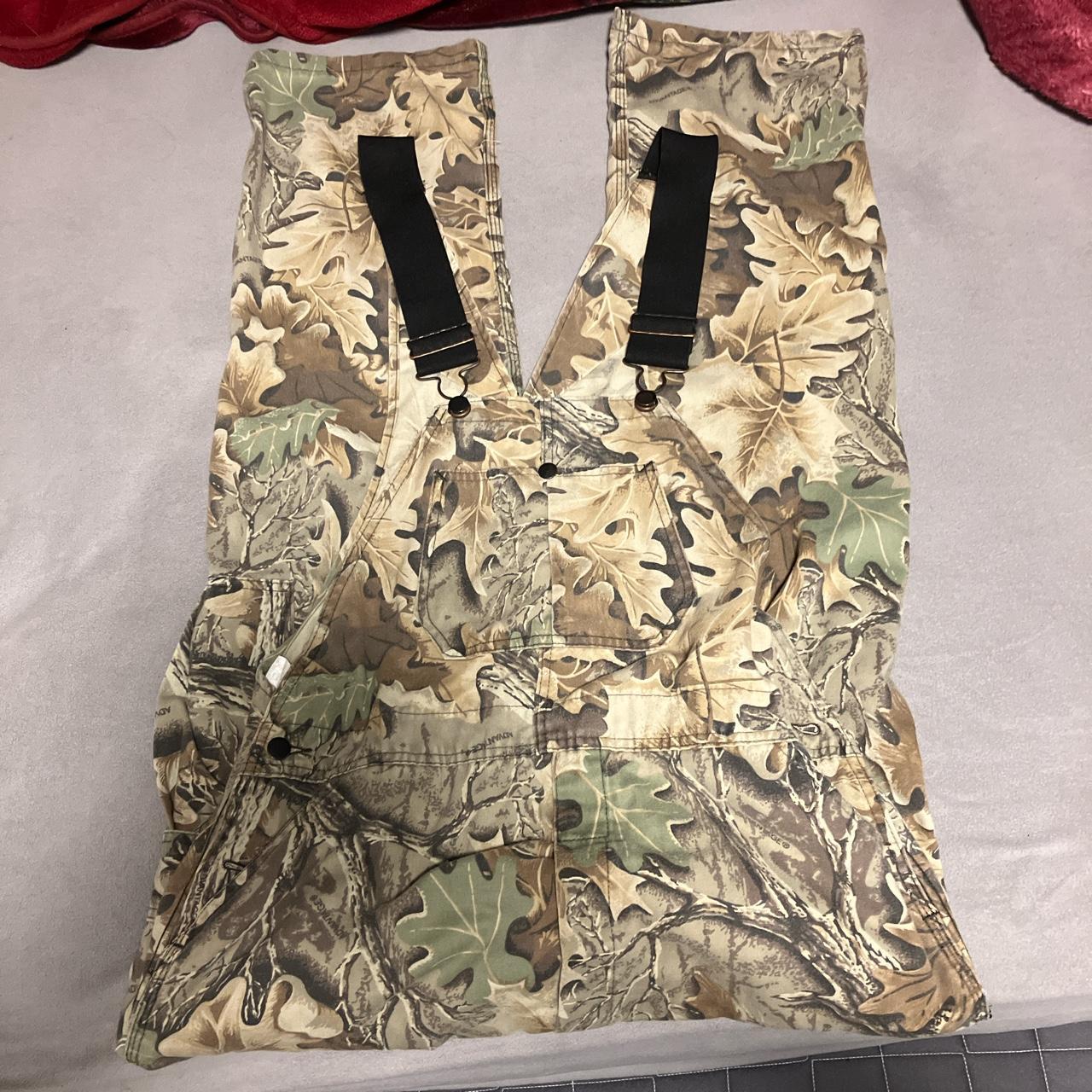 Vintage camo bib overalls roundhouse brand... - Depop