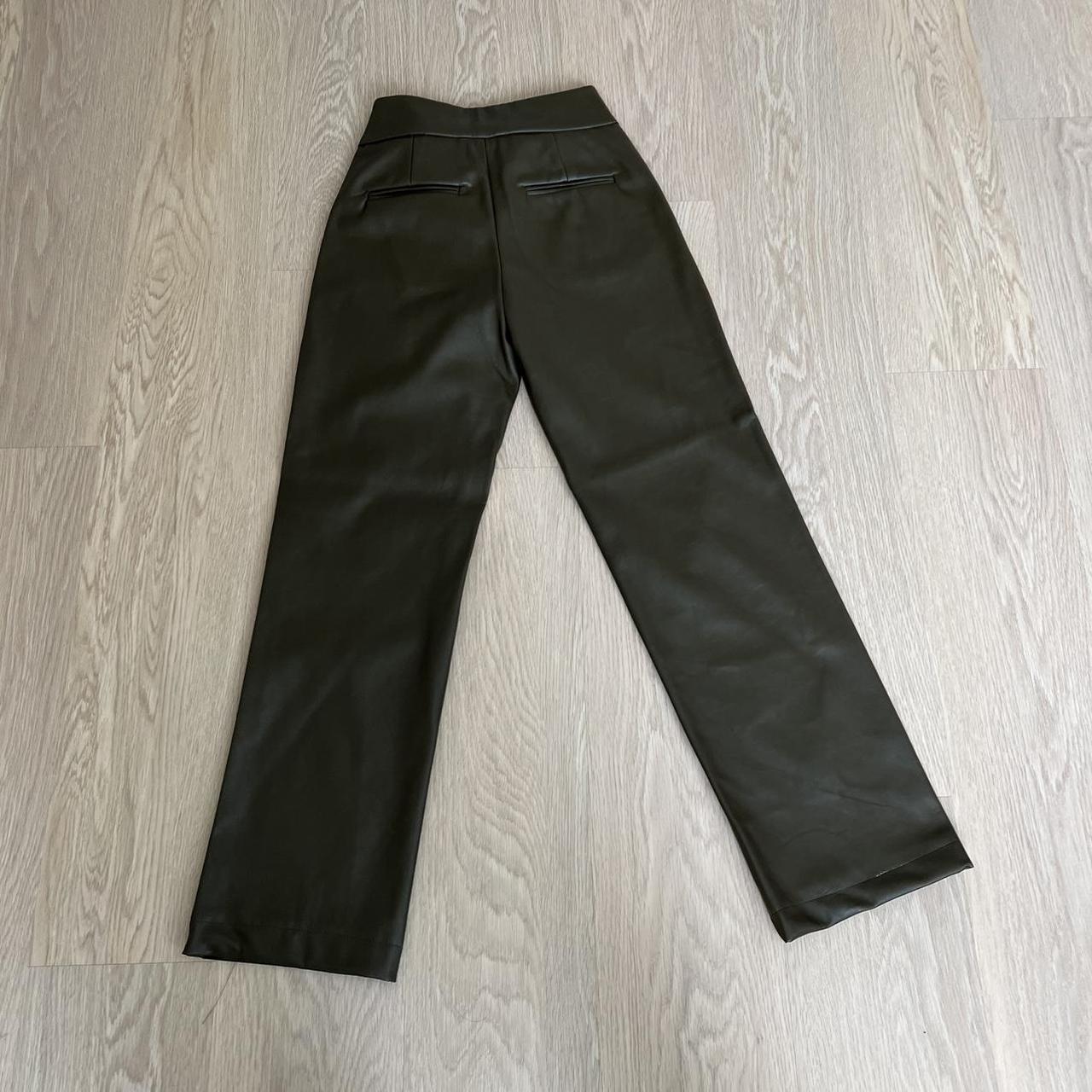 Khaki Vegan Leather Pants from SUNDARBAY these were... - Depop