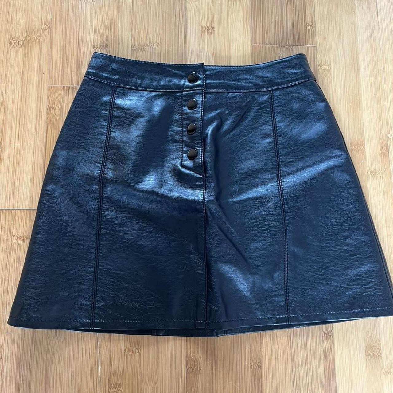 Leather look mini skirt H&M leather look mini skirt... Depop