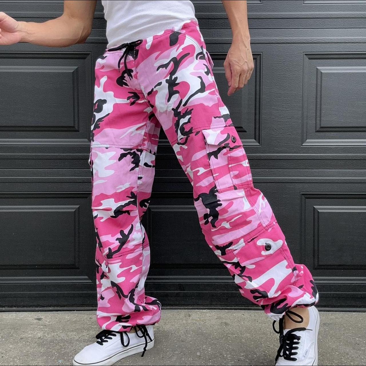 Denim Jacket + Camo Pants + Pops of Pink — bows & sequins