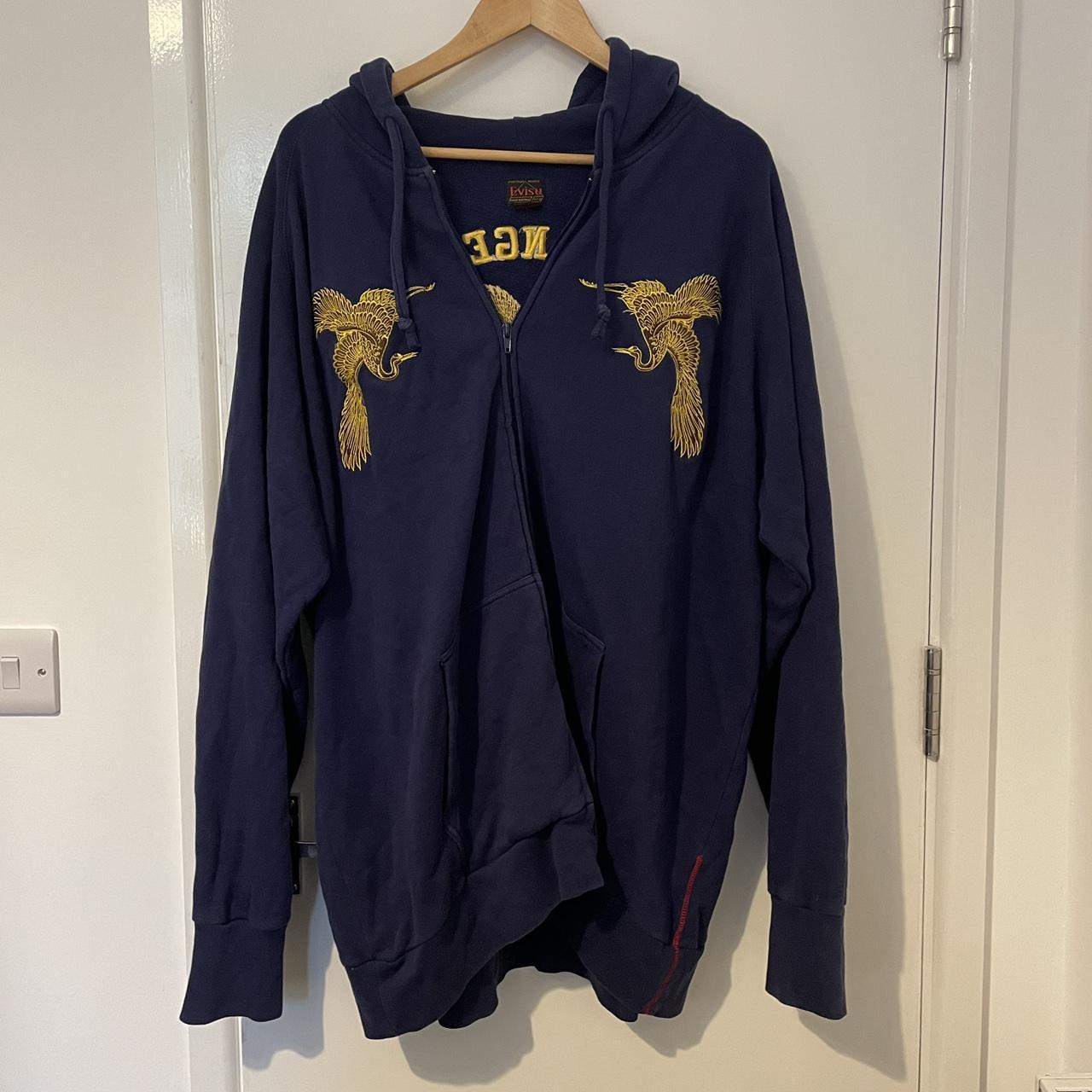 Vintage ‘Unchangeable’ Evisu zip up hoody in dark... - Depop