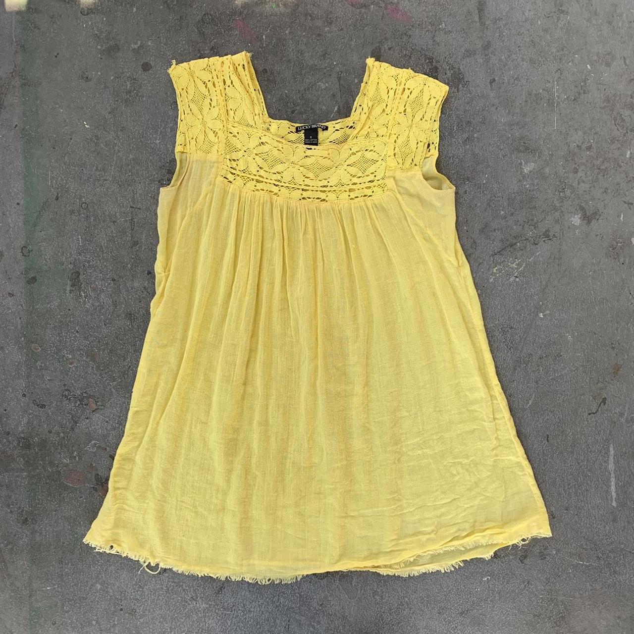 Lucky Brand Women's Yellow Blouse | Depop