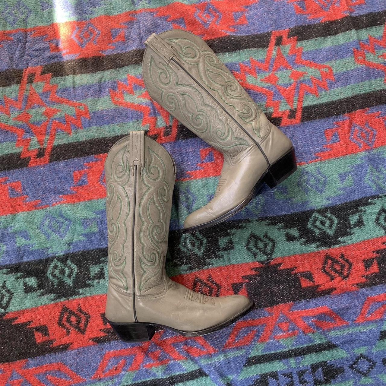 Grey & green gorgeous vintage 70s tony lama boots...