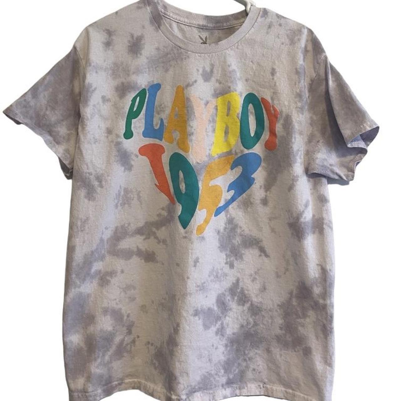 Playboy Retro 1953 Grey and White Tie Dye Tee -...