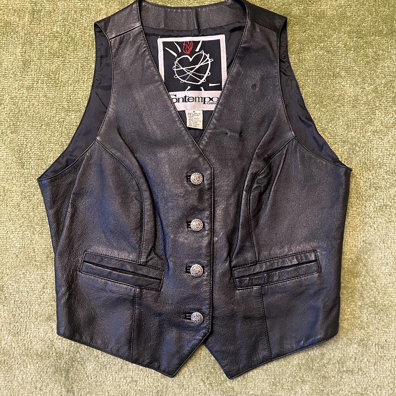 Contempo Casuals Real Leather Vest *Medium - fits... - Depop