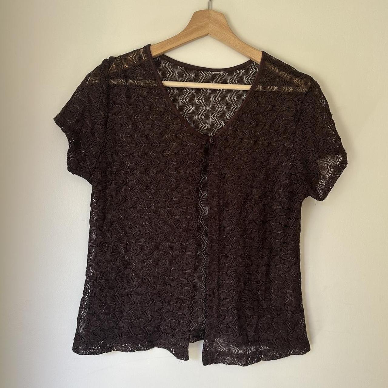 Vintage brown knit top See through / mesh Can be... - Depop