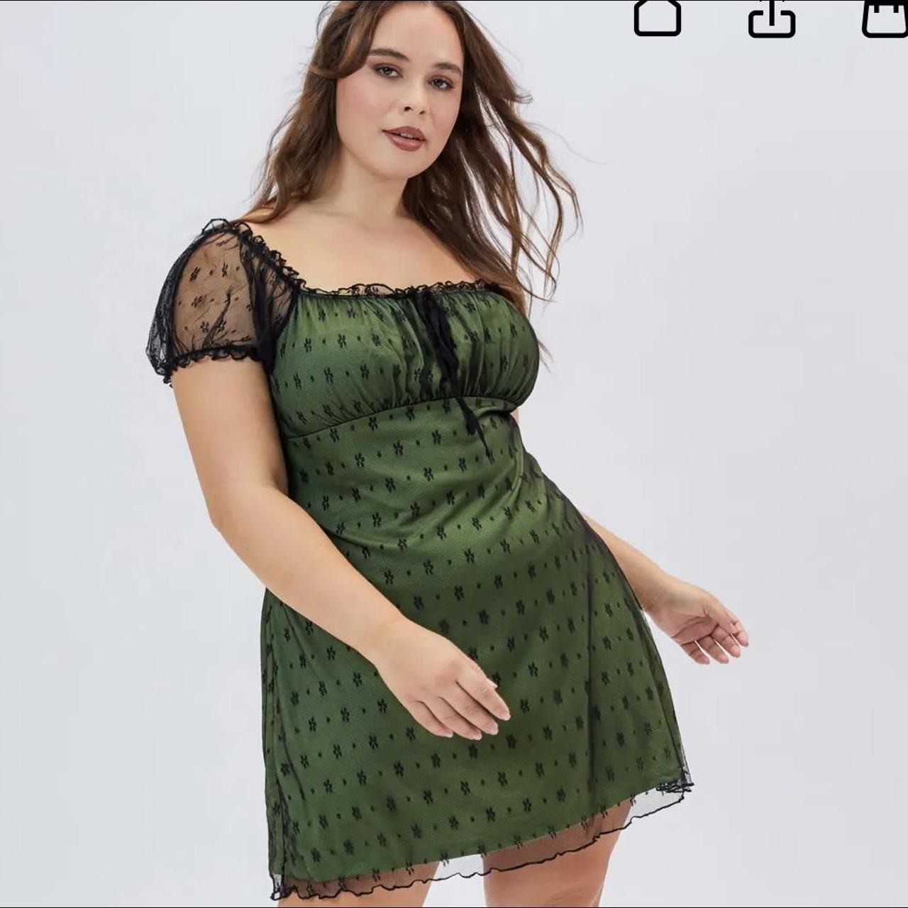 2x cider green lace mini dress cider minidress dress Depop