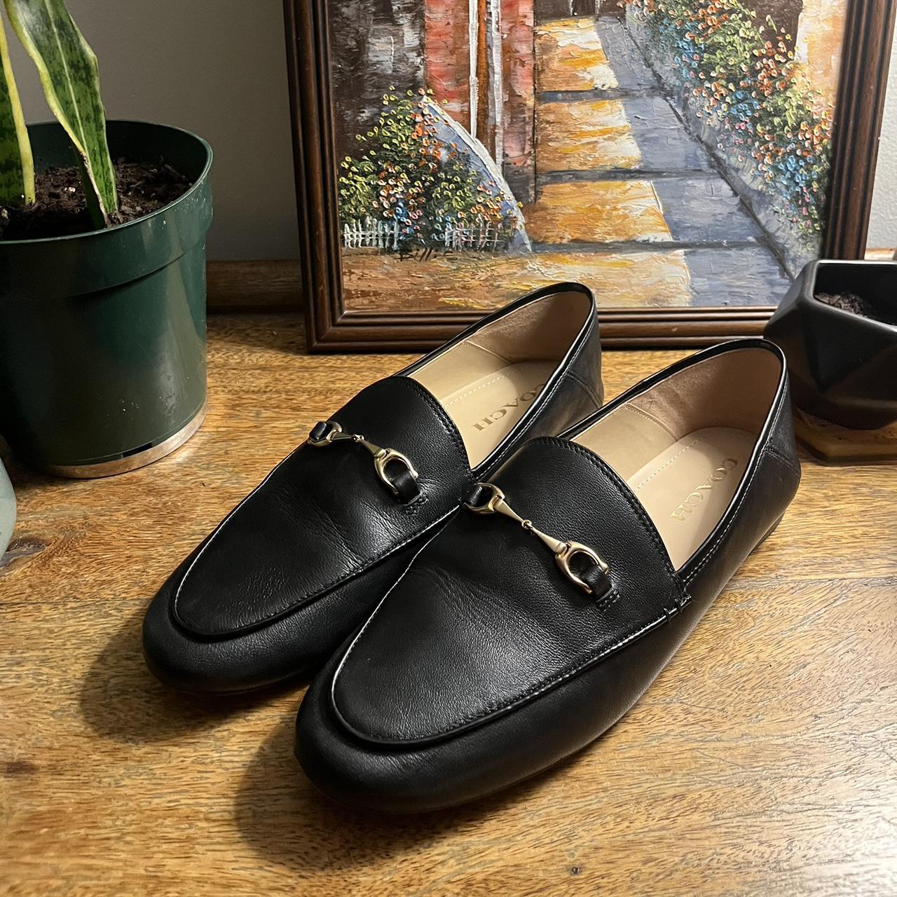 coach black loafers women's