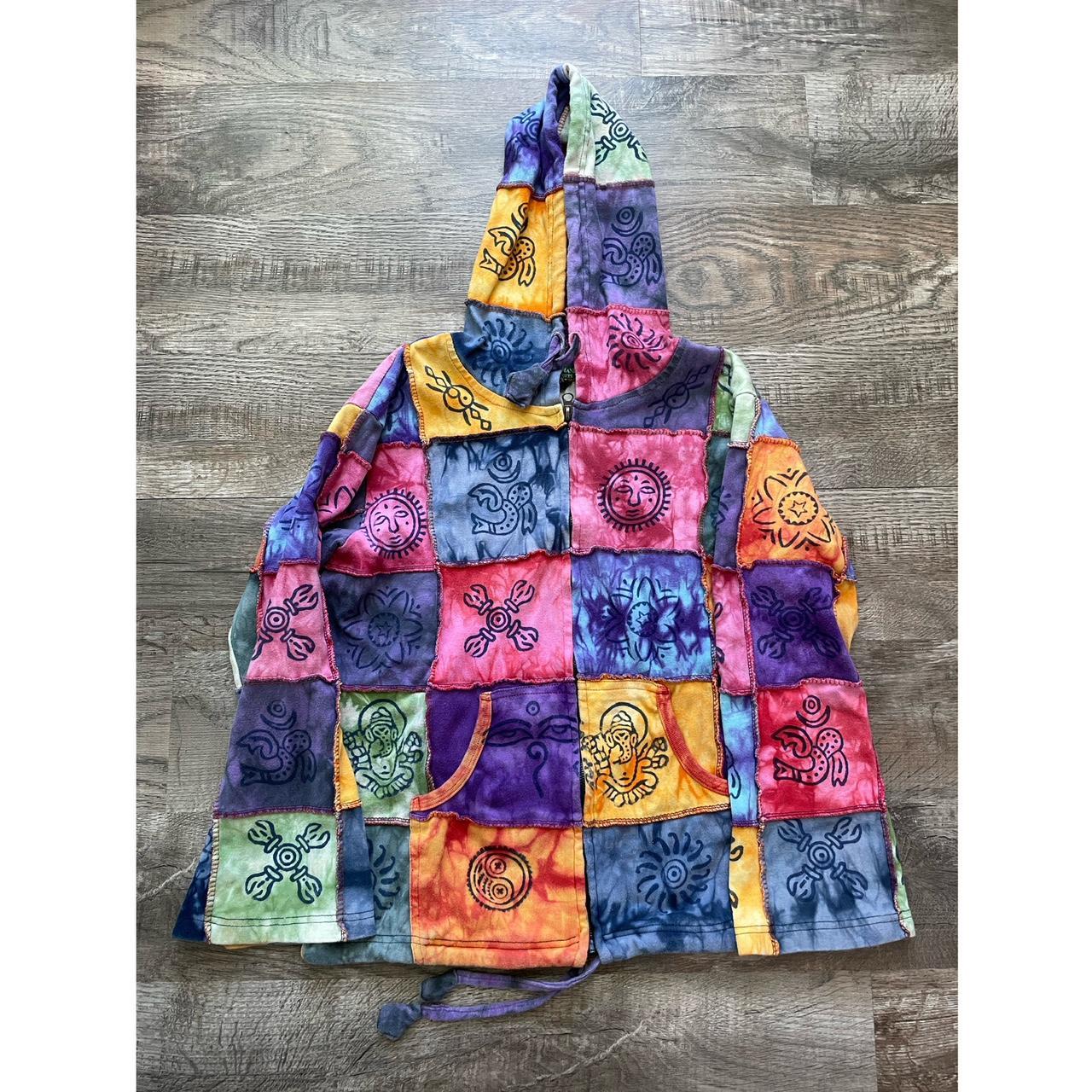 kathmandu imports patchwork hippie zip up hoodie... Depop