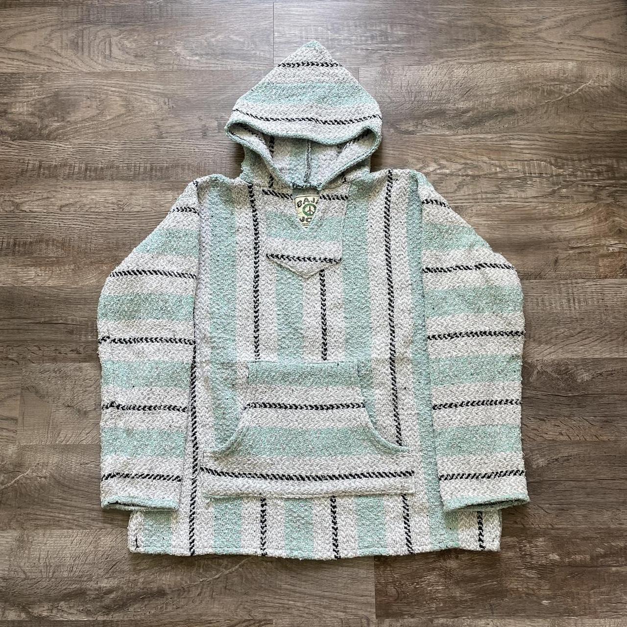 light blue black and white baja joe drug rug Depop