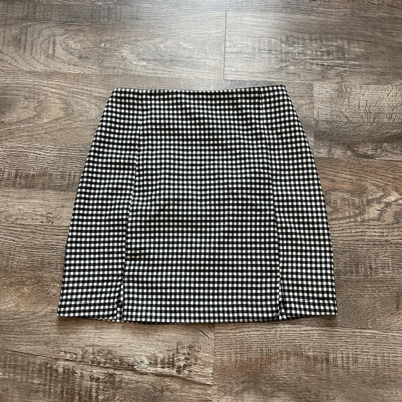 black and white plaid flannel mini skirt. super... - Depop